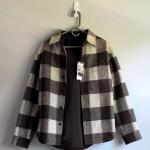 Uniqlo Over Shirt Jacket Brown And Cream Checkered